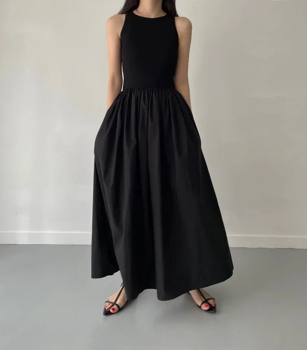 Ärmelloses elegantes langes Kleid schwarz - Marie