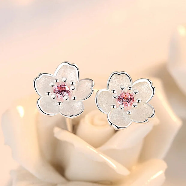 Zirkonia Blumen Steckohrringe