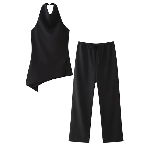 Damen-Halfter-Set mit offenem Rücken und fließender Hose - Mishlova