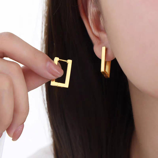 Ohrstecker Quadratische Eleganz Talisa Geometrische Minimalistische Ohrringe Mit Poliertem Gold Finish Reflektieren Licht