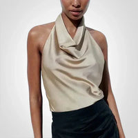 Elenoir - Satin CropTop mit Neckholder