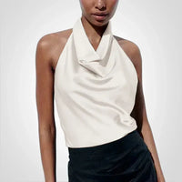 Elenoir - Satin CropTop mit Neckholder