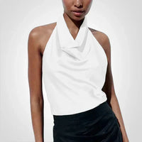 Elenoir - Satin CropTop mit Neckholder