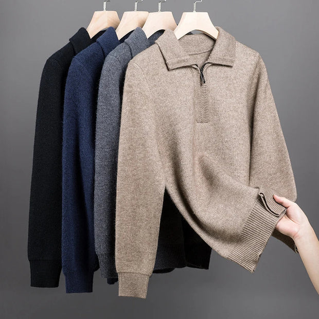 Herren Strickpullover mit halbem Reißverschluss - Lauro