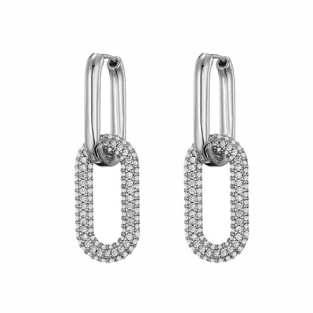 Glitzernde Creolen Aus Zirkonias Mit PaveFassung Elegantes OvalDesign Moderner Trend Helena