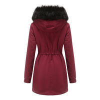 Sara - Damen Parka Mantel Mittellang mit Pelzkragen Chic