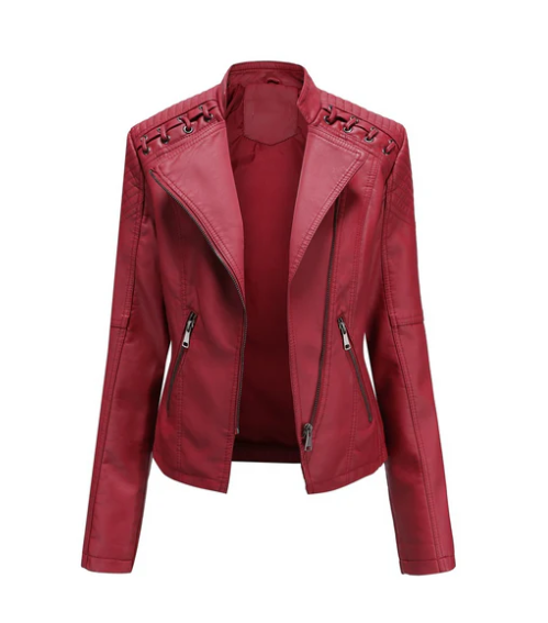 Klassische Lederjacke mit geradlinigem Design