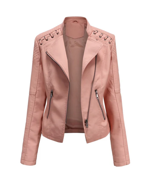 Klassische Lederjacke mit geradlinigem Design