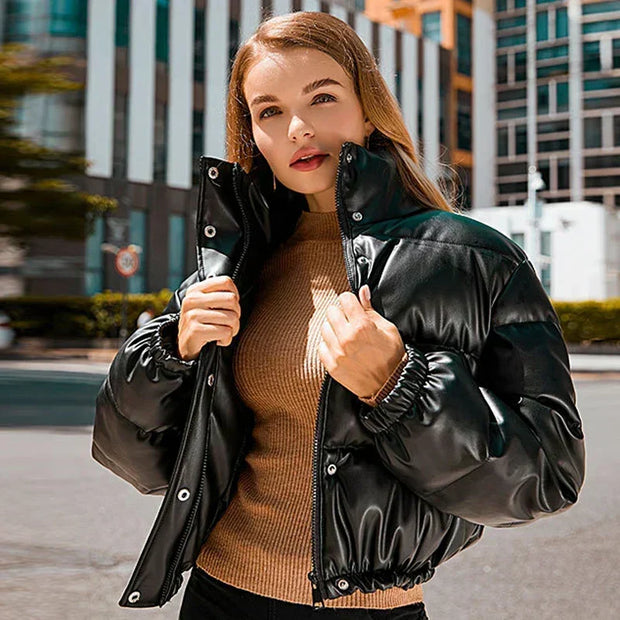 Wattierte Lederjacke mit moderner Optik