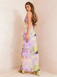 Rosalie - Elegantes bedrucktes plissiertes Maxikleid für Frauen