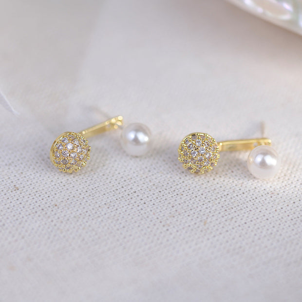 Ohrringe Pearly Pops Sariya - Elegante Perlen Mit Kristallkugeln, Moderner Glamour
