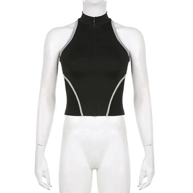 Zoe - Sportliches Crop-Top mit hohem Kragen