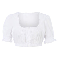 Dirndlbluse Damen Weiß Kurzarm Klassisch - Amalia