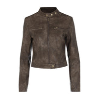 Vintage-Kunstlederjacke mit Reißverschlusstaschen