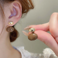 Naomi Ohrringe Mit Schokoladen Tropfen Und Goldenen Details Elegantes Zeitloses Accessoire