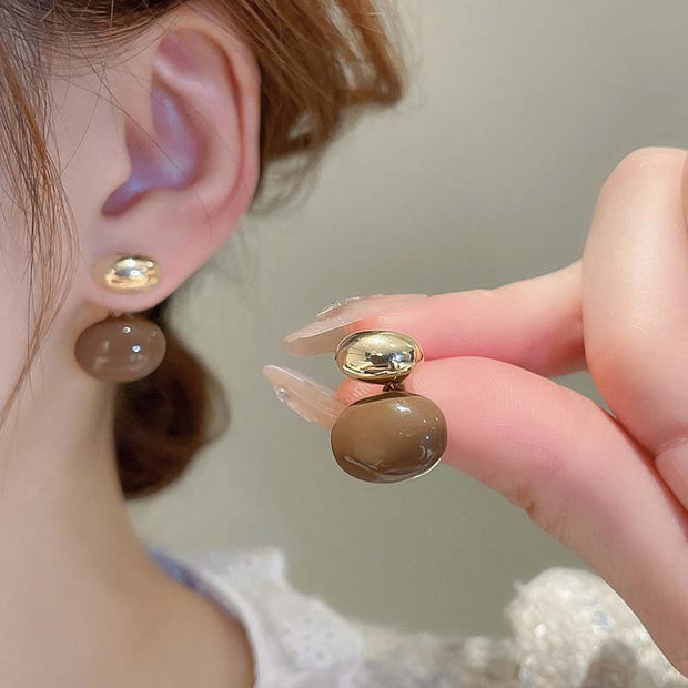 Naomi Ohrringe Mit Schokoladen Tropfen Und Goldenen Details Elegantes Zeitloses Accessoire