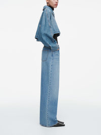 Jeansjacke im Oversize-Schnitt im kurzen Schnitt im Used-Look