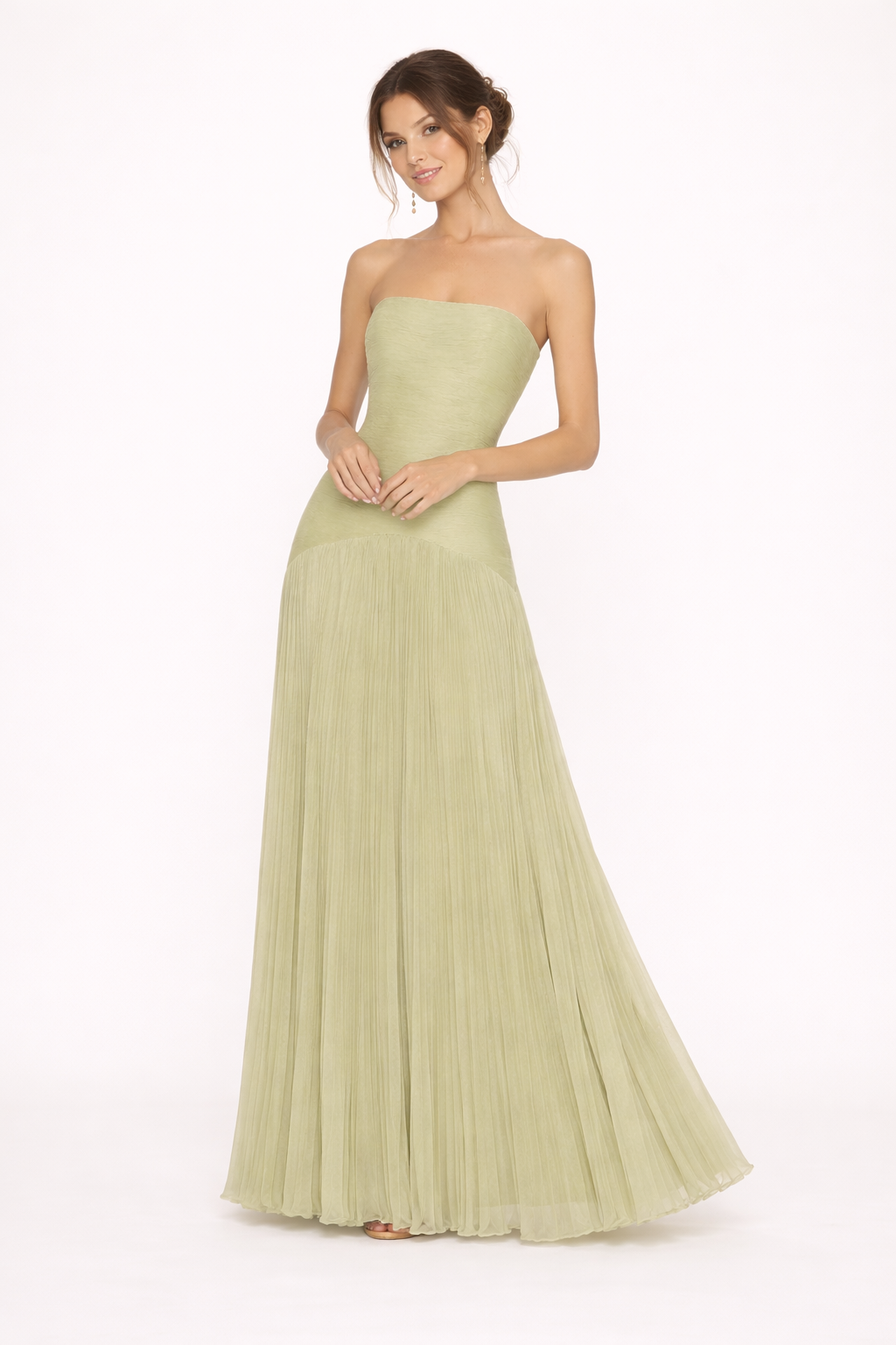Maxikleid Damen trägerlos plissiert Sommerkleid Alltag