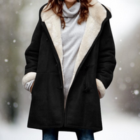 Vania Fleece Wildlederjacke mit halblanger Kapuze