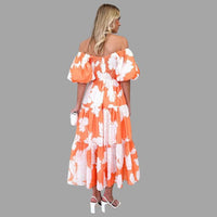 Louella - Langes Blumenkleid mit Rüschenrock