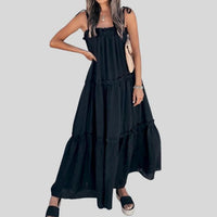 Maribel - Gestuftes Maxikleid mit verstellbaren Binde-Trägern