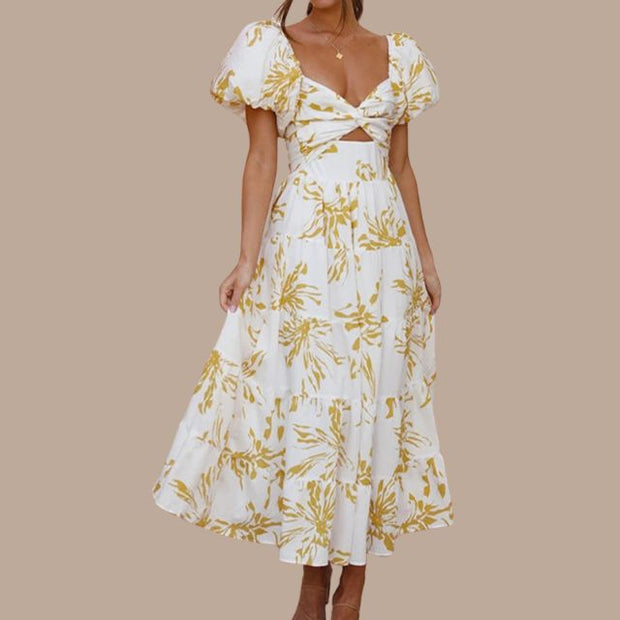 Bella - Langes Bohème-Kleid mit tief ausgeschnittenen Trägern