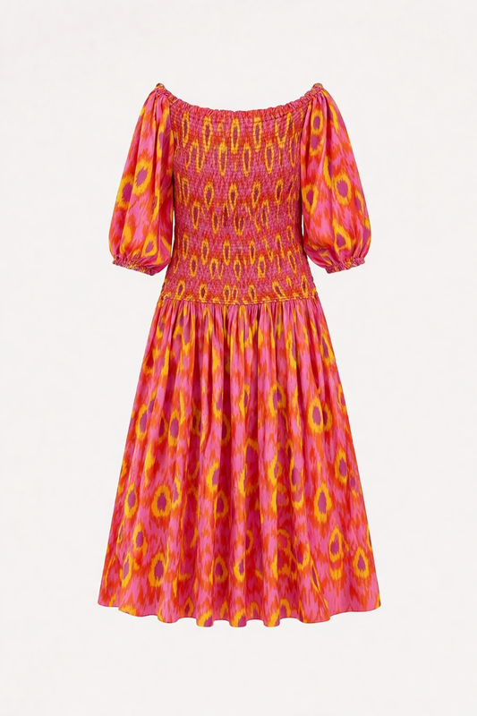 Langes schulterfreies Kleid mit Rüschen für Frauen - Anna