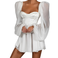 Sylvie - Elegantes weißes Abendkleid mit Laternenärmeln