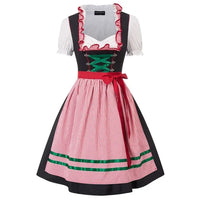 Damen Dirndl Kleid Grau-Rosa mit Stickdetails - Helga