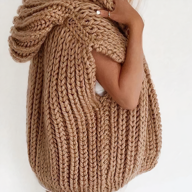 ZOIE - Grob gestrickte Strickweste mit Kapuze