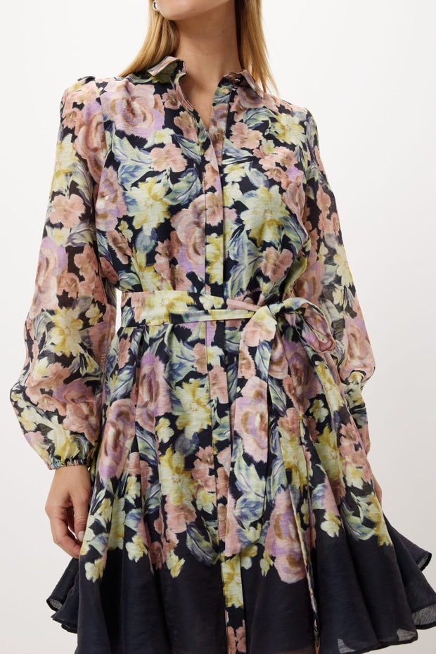 Aza - Bedrucktes ausgestelltes Minikleid mit Gürtel