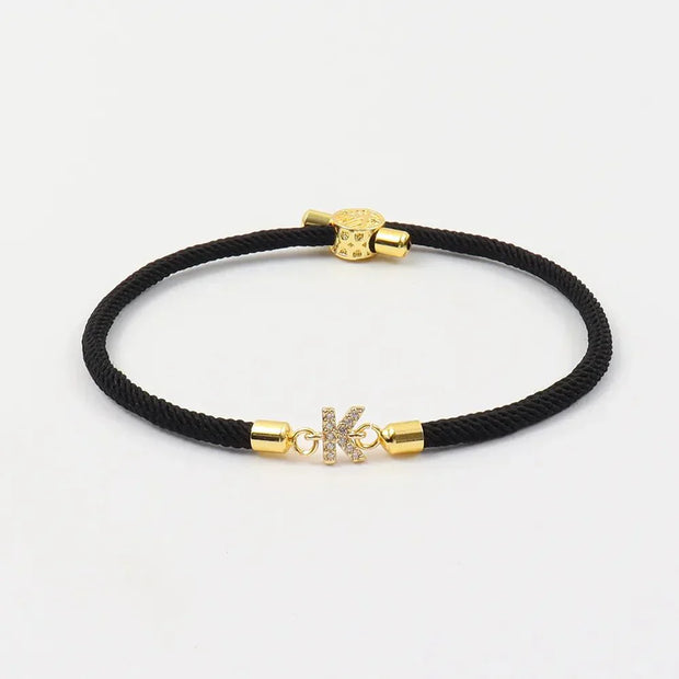 Unisex Kordelarmband Mit Verstellbarer Länge Und Initialbuchstabe Halimah Modernes Signaturschmuckstück