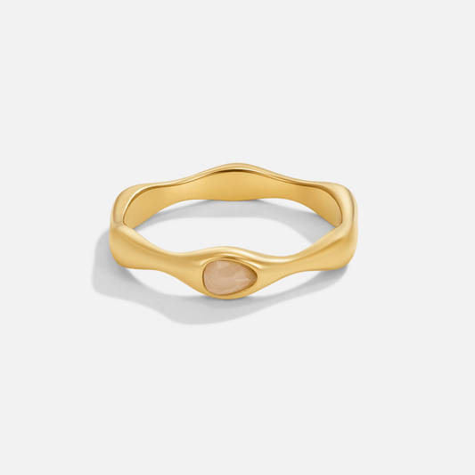 Damenring Feine Welle Aus Gold Mit Natürlichem Stein Für Elegante Anlässe Donatella