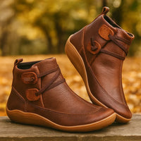 Niedrige Damenstiefel minimalistisches Design Klettverschluss - Isa