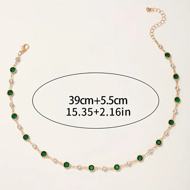Goldene Fußkette Amália Mit Grünen Kristallen Und Zirkonien Für Damen Eleganter Knöchel Schmuck