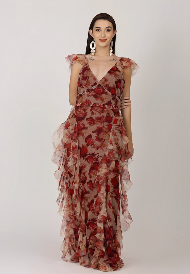 Judy - Langes böhmisches Blumenkleid