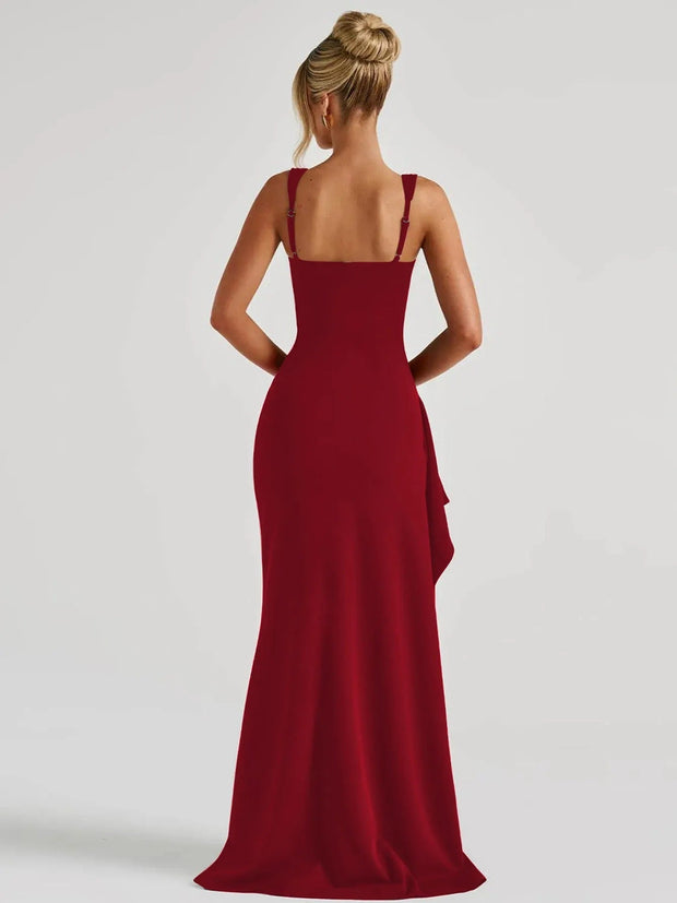 Langes Damenkleid mit offenem Ausschnitt - Dhalia