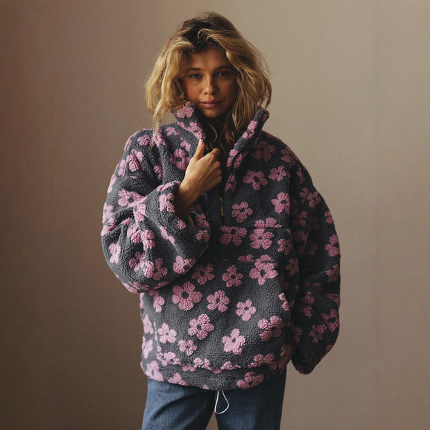 Damen-Fleece-Sweatshirt mit großer Tasche - Liora