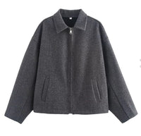 Kurze Wolljacke mit Reißverschluss für Damen - Sonia