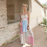 Belle Patchwork-Kleid mit Blumen