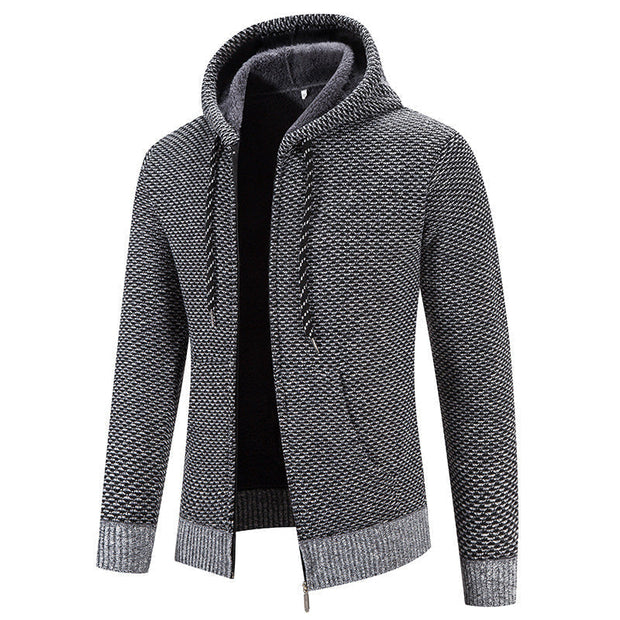 Herrenstrickjacke mit Kapuze und Innenfutter - Rynor
