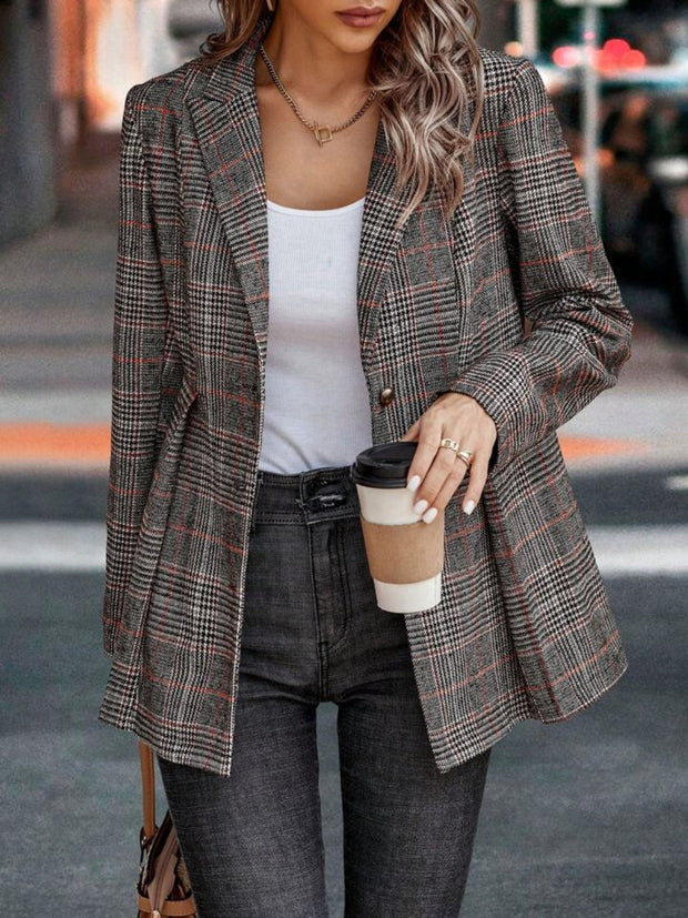 Gilda - Blazer mit geknöpftem Reverskragen aus Plaid