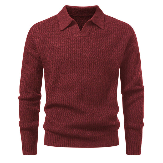 Herren-Jacquard-Strickpullover mit breitem Kragen - Raptor