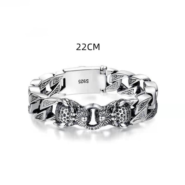 Männerarmband Leopardenkopf Mit Metallischem Tribal Design Robustes Edelstahl Hekkan