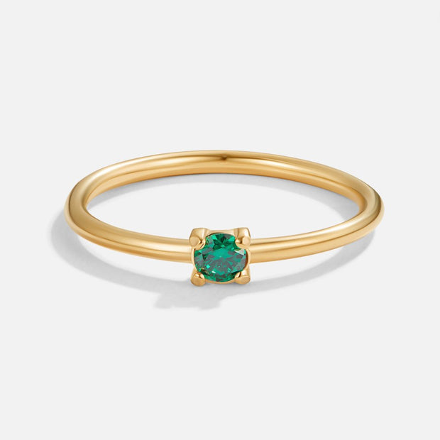 Goldring Für Damen Von Umbelina Eleganter Minimalring Aus Gold Mit Funkelndem Kristall Im Zentrum