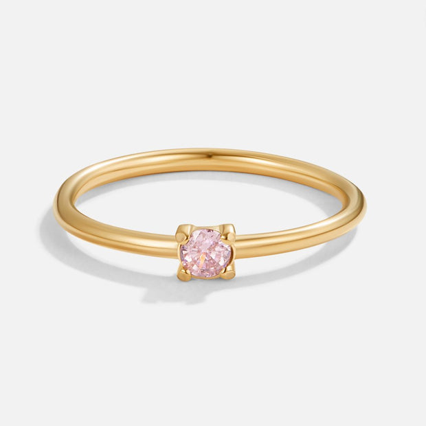 Goldring Für Damen Von Umbelina Eleganter Minimalring Aus Gold Mit Funkelndem Kristall Im Zentrum