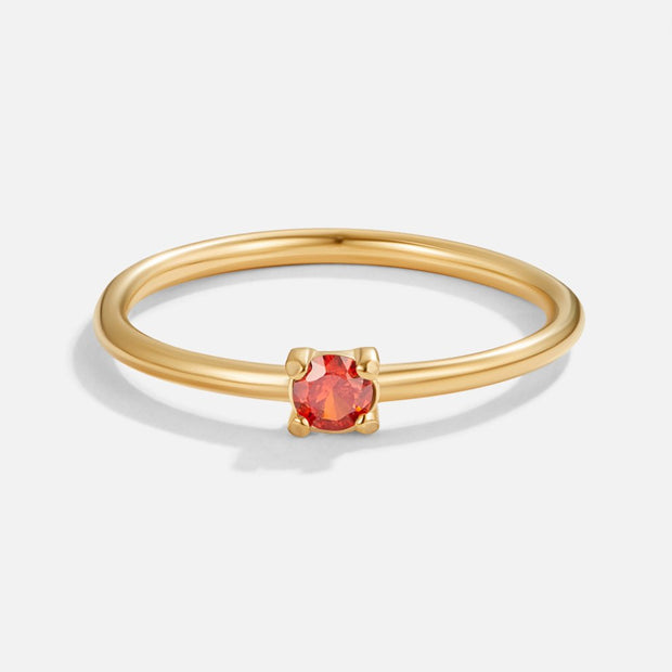 Goldring Für Damen Von Umbelina Eleganter Minimalring Aus Gold Mit Funkelndem Kristall Im Zentrum