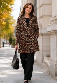 Langer Damenblazer mit Leopardenmuster – Luise