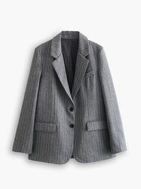 Grauer Oversize-Blazer für Damen mit zwei Knöpfen – Jana