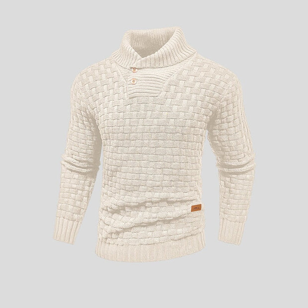 Herrenstrickpullover mit geknöpftem Rollkragen - Keldor